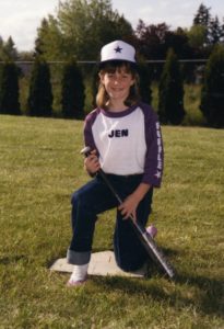 Little Jen in t-ball uniform.